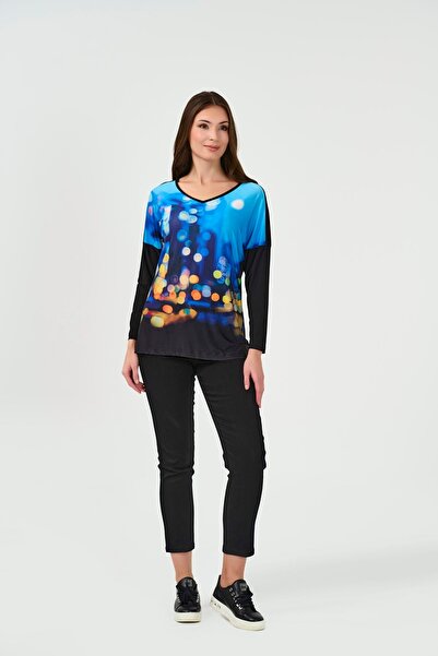 TOLGA SARAÇOĞLU 10479 ΜΠΛΕ ΜΠΡΟΣΤΑ ΜΕ ΣΧΕΔΙΟ ΑΝΕΤΗ ΠΛΕΚΤΗ ΜΠΛΟΥΖΑ