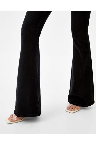 Geppetto Lamina Black Flare Leg Jean Colorfast Τζιν Παντελόνι Power Lycra Ψηλόμεση