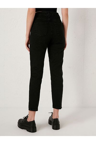 Geppetto Fadeless Black Mom Denim Pantaloni Lycra Talie înaltă Black Mom Jeans Extra comod Black Mom