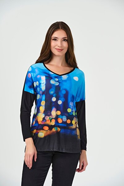 TOLGA SARAÇOĞLU 10479 ΜΠΛΕ ΜΠΡΟΣΤΑ ΜΕ ΣΧΕΔΙΟ ΑΝΕΤΗ ΠΛΕΚΤΗ ΜΠΛΟΥΖΑ