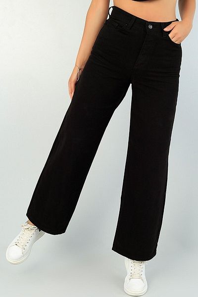 Geppetto High Waist Black Palazzo Jeans Lycra Stretchy Jeans (Buy 1 size larger)
