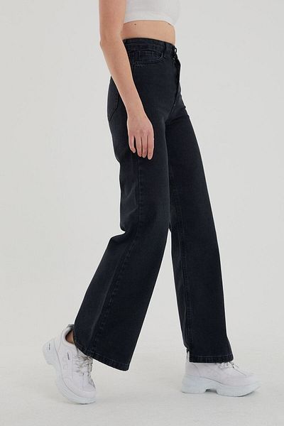 Geppetto Model Winte Femei Lycra Negru Talie Super Inalta Picior Largi Jans Jean