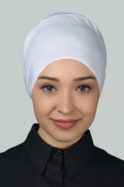 Altobeh Γυναικείο πρακτικό χωρίς ραφή κορδόνι Hijab Χτενισμένο βαμβακερό καπέλο λευκό