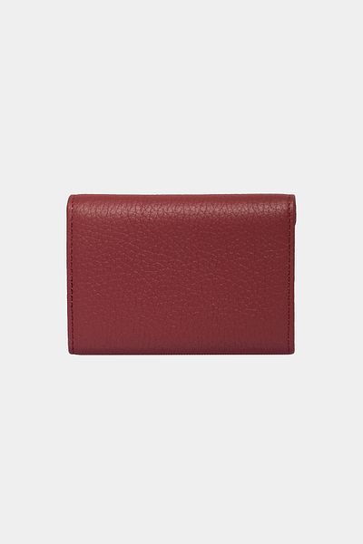 Grande 3639 Genuine Real Leather Women Men Magnetic Accordion Wallet Card Holder Claret Red
