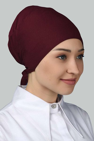 Altobeh Γυναικείο πρακτικό κορδόνι Hijab Χτενισμένο Βαμβακερό Μποντόνι Μπορντό