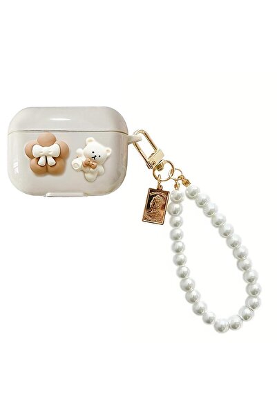 Microsonic AirPods Pro 2.Nesil Kılıf İnci Askılı Papyonlu Ayı