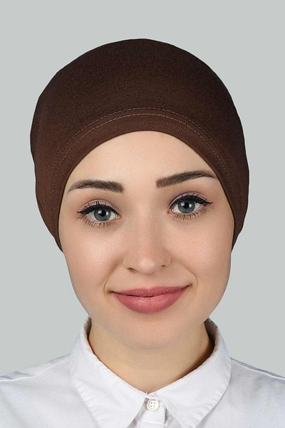 Altobeh Ready Practical Snap-on Elastic Hijab Bonnet Σοκολάτα