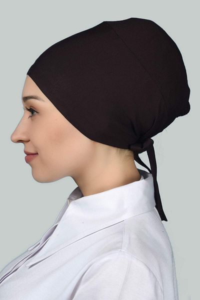 Altobeh Γυναικείο πρακτικό χωρίς ραφή κορδόνι Hijab Χτενισμένο βαμβακερό καπέλο καφέ