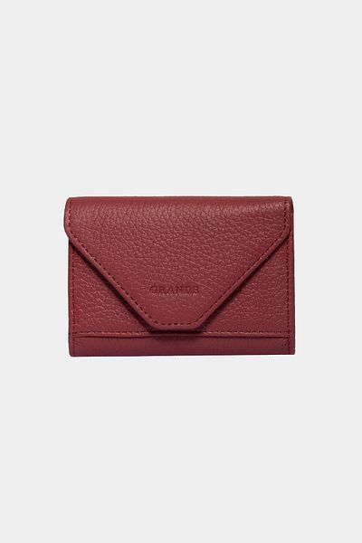 Grande 3639 Genuine Real Leather Women Men Magnetic Accordion Wallet Card Holder Claret Red