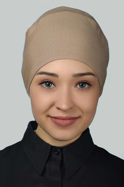 Altobeh Γυναικείο πρακτικό χωρίς ραφή κορδόνι Hijab Χτενισμένο βαμβακερό καπέλο σκούρο μπεζ