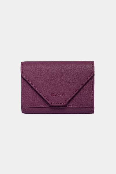 Grande 3639 Genuine Real Leather Women Men Magnetic Accordion Wallet Card Holder Purple