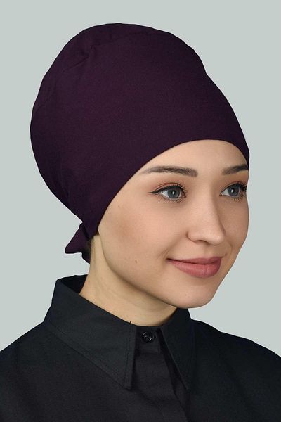Altobeh Γυναικείο πρακτικό κορδόνι Hijab Βαμβακερό καπέλο δαμάσκηνο