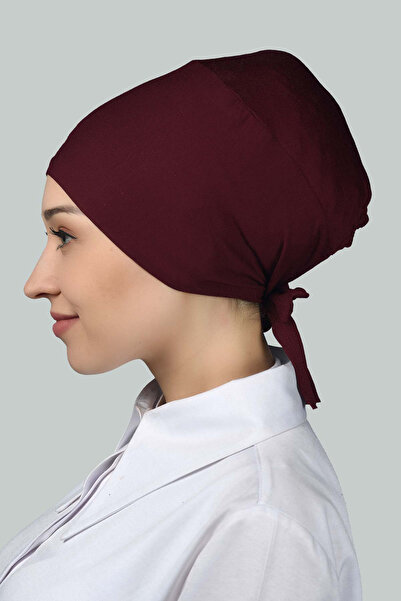 Altobeh Γυναικείο πρακτικό κορδόνι Hijab Χτενισμένο Βαμβακερό Μποντόνι Μπορντό