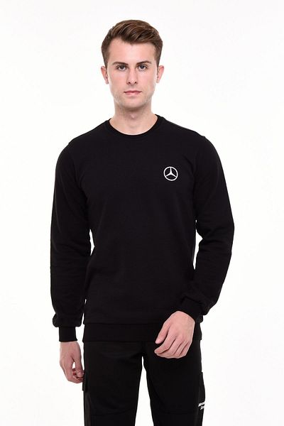 Uniprom Crew Neck Mercedes Service Sweatshirt with Raster Thick Fabric Black Men's
