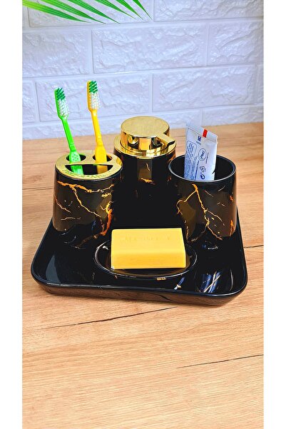 behila - Σετ μπάνιου από πορσελάνη Marita 5 τεμαχίων μαύρο