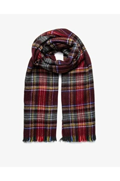 MinaCarin Women's Burgundy Plaid Soft Textured Thick Scarf