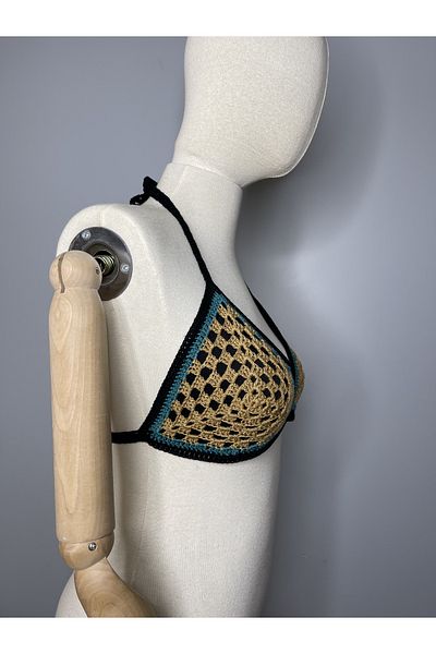 zeinapp Crochet Lined Authentic Bohemian Knitted Bikini Top