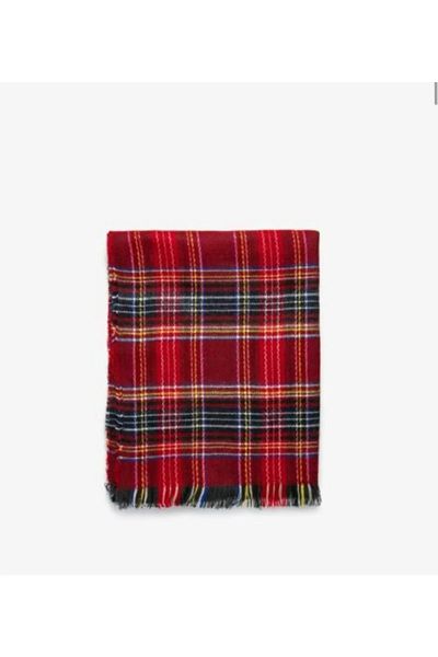 MinaCarin Women's Red Plaid Soft Textured Thick Scarf