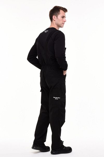 Uniprom Work Overalls Mercedes Service Sling Overalls with Knee Support 6 Pockets Black