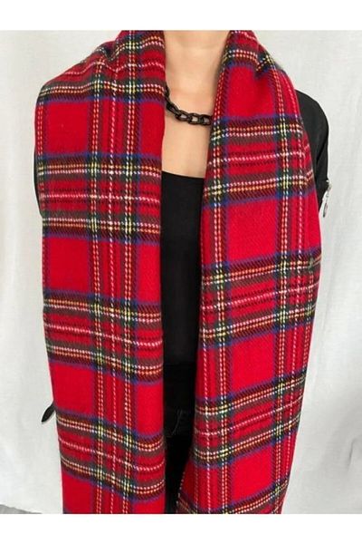 MinaCarin Women's Double Sided Soft Textured Red Patterned Scarf