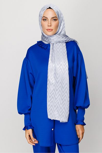 Mooncorn Zigzag Pattern Shiny Jacquard Shawl