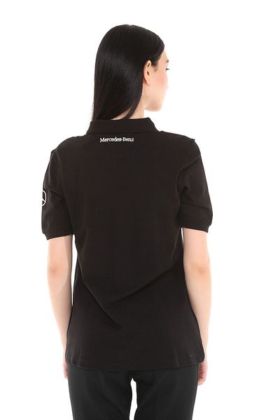 Uniprom Women's Polo Neck T-Shirt with Mercedes Logo 100% Cotton Black