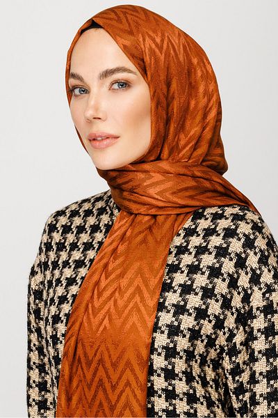 Mooncorn Zigzag Pattern Shiny Jacquard Shawl