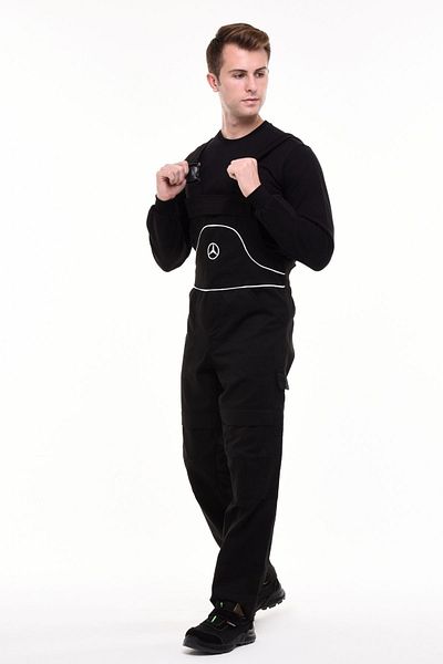 Uniprom Work Overalls Mercedes Service Sling Overalls with Knee Support 6 Pockets Black