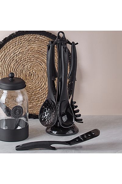 Neva N3347 Black 6 Piece Serving Set with Stand