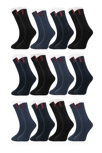 Line Smart 12 Pack Men's Mixed Color Thermal High Quality Soft Durable Socks