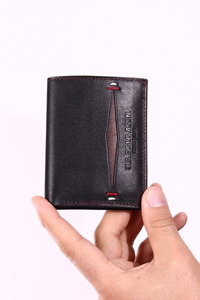 U.S. Polo Assn. BAZA. POLO ASSN 8384 PORTOfel din PIELE VERABILĂ SUPORT CARDURI NEGRU