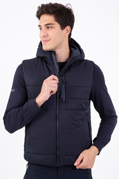 MARATON Regular Men's Hooded Sleeveless Navy Blue Vest 21265