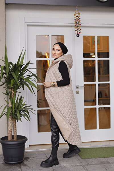 MASSMİZO Women's Hoodie Slit Detailed Long Filling