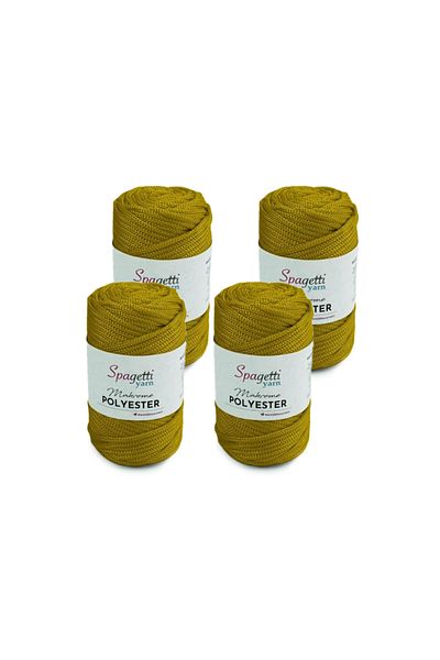 Spagettiyarn خيط للحياكة اليدوية من البوليستر 4 مم 4 قطع ذهبي