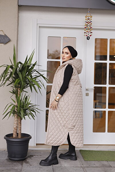 MASSMİZO Women's Hoodie Slit Detailed Long Filling