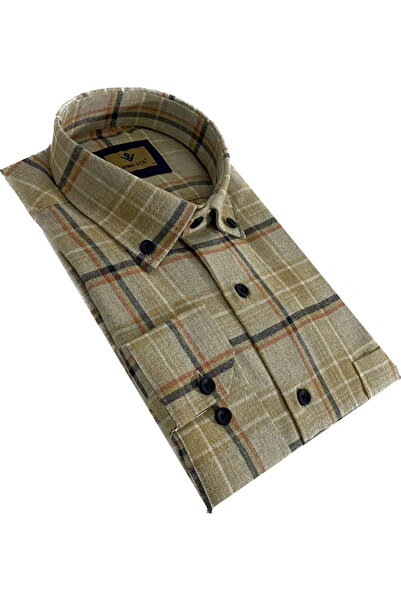 dcn giyim 1985 Klasik Kesim Yün Gömlek-Stil2