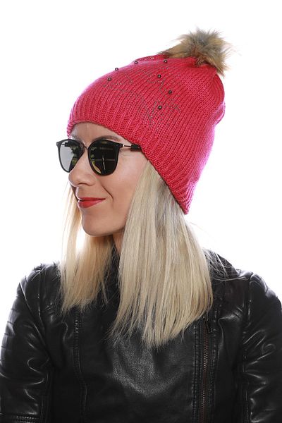 toptanhanem Pompom Stone Beret - Winter Accessory Combining Elegance and Warmth - Pink