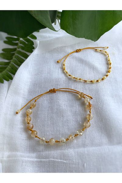 Atölye Merdiven Citrine Stone Double Bracelet with special box