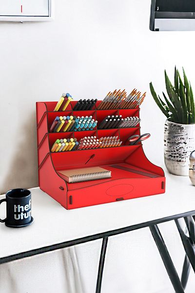 Mingitav Chamber 12 Compartment Large Size A4 Document Shelf - Pen Holder and Desktop Organizer with Drawer