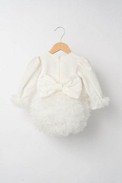 Banamio Luna Fluffy Tulle Tutu Velvet Dress (ecru)