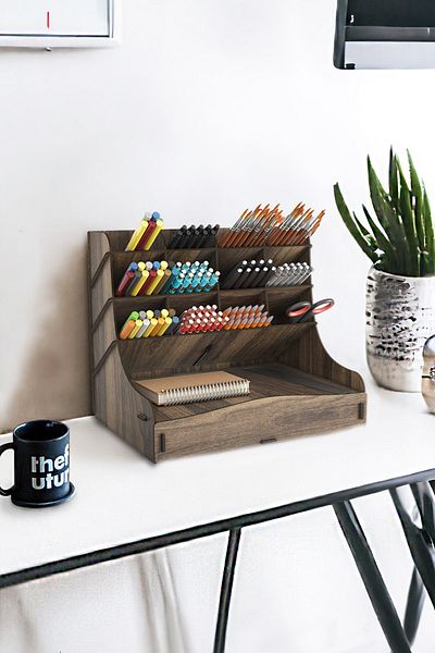 Mingitav Chamber 12 Compartment Large Size A4 Document Shelf - Pen Holder and Desktop Organizer with Drawer