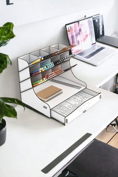 Mingitav Chamber 12 Compartment Large Size A4 Document Shelf - Pen Holder and Desktop Organizer with Drawer