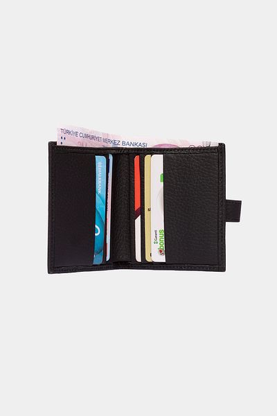 Grande 3803 Genuine Real Leather Women's Men's Wallet Black