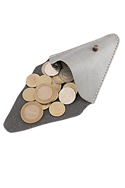 Le Color Leather Coin Case - Vegan Headphone / Coin Holder Gray