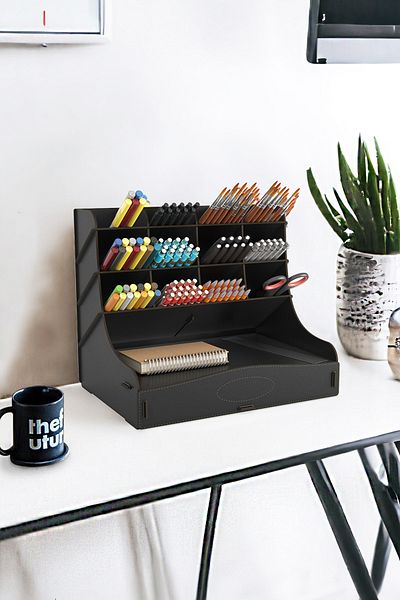 Mingitav Chamber 12 Compartment Large Size A4 Document Shelf - Pen Holder and Desktop Organizer with Drawer