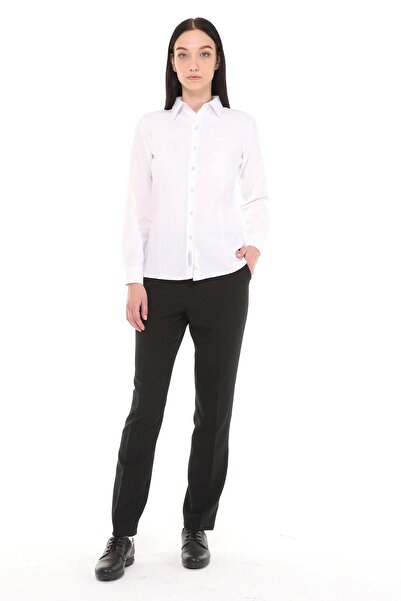 Uniprom Cămașă de damă cu mânecă lungă cu logo Mercedes, albă, cu croiala normală