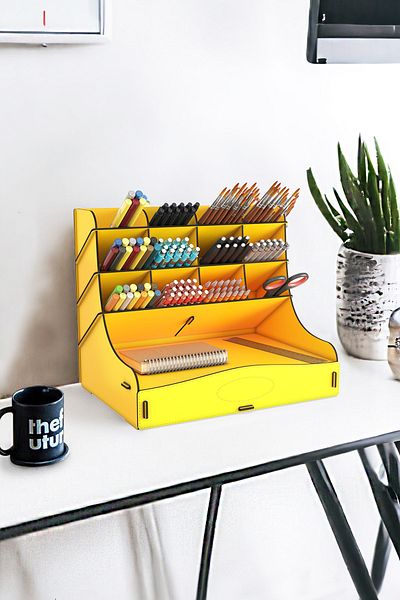 Mingitav Chamber 12 Compartment Large Size A4 Document Shelf - Pen Holder and Desktop Organizer with Drawer