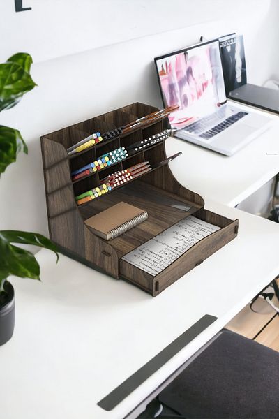 Mingitav Chamber 12 Compartment Large Size A4 Document Shelf - Pen Holder and Desktop Organizer with Drawer