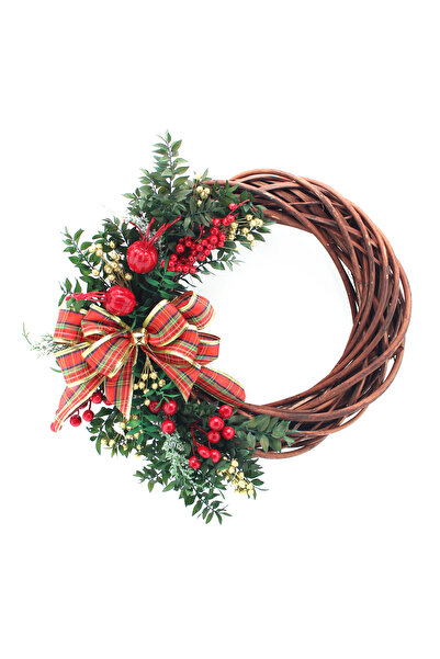 Natural Dried Flowers 35cm Wicker Garland Christmas Door Ornament