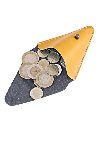 Le Color Leather Coin Case - Vegan Headphone / Coin Holder Orange